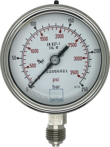 Rohrfeder-Manometer 63mm 0-250 bar G1/4" unten