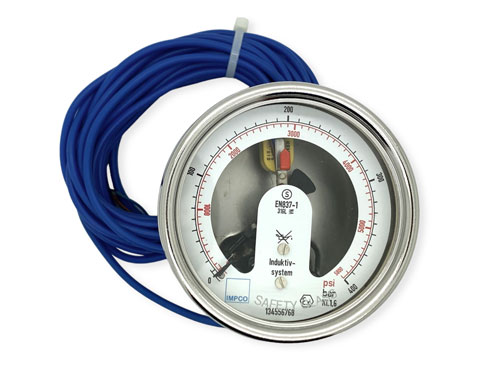 Rohrfeder Manometer mit Induktivkontakt 63mm 0-400 bar 1/4"NPT rückseitig mittig